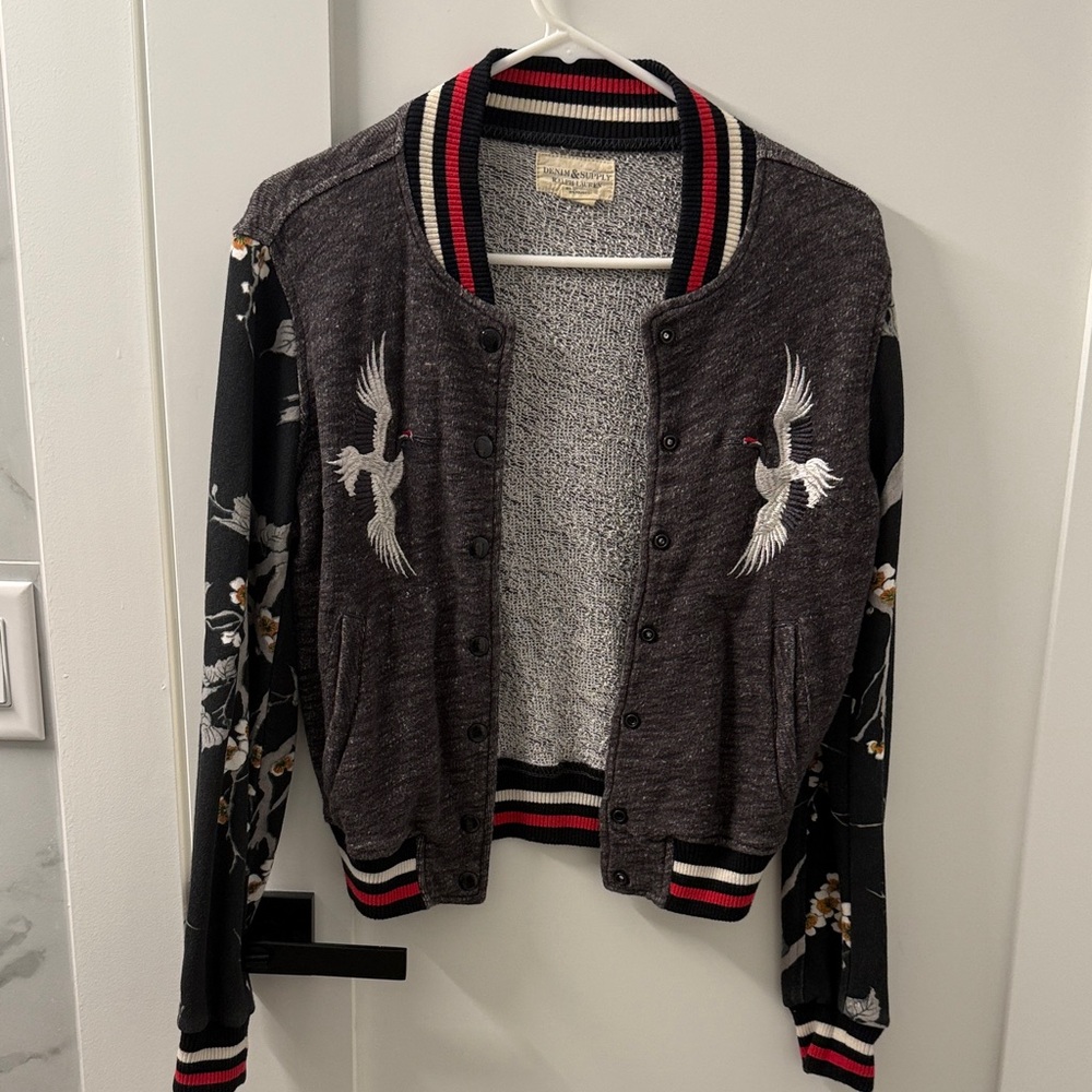Denim and Supply Ralph Lauren Black and Gray Embroidered Jacket